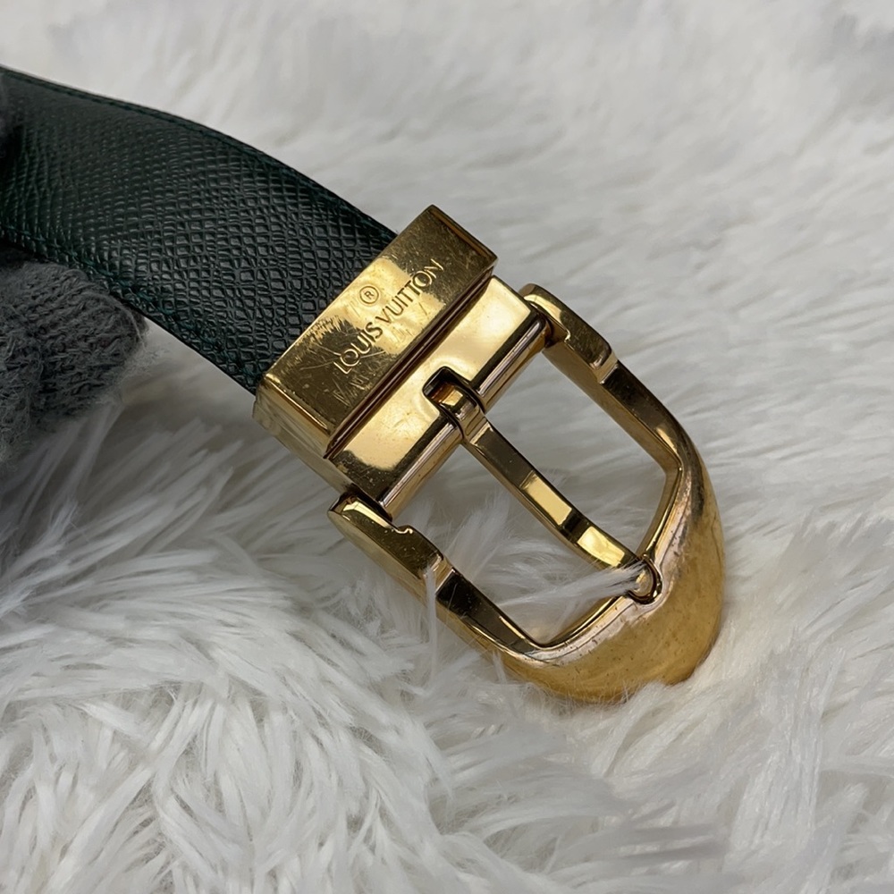 LOUIS VUITTON TAIGA  BELT GREEN CT0945 size 85/34 - Picture 5 of 10